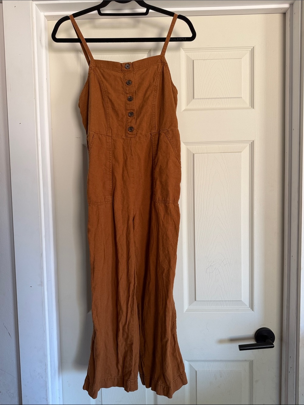 Old Navy Earthy Boho Rust Linen Blend Button Front Wide Leg Jumpsuit Small